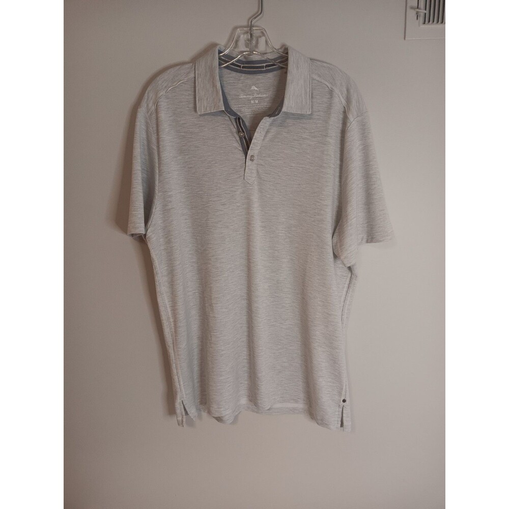 Tommy Bahama Mens Polo Collared Shirt Light Grey Sz Medium